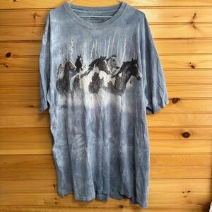 The Mountain 1999 Blue White Tie Dye Horse Graphic Tee 3XL
